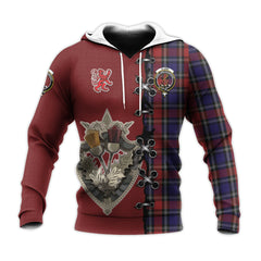 Clark Red Tartan Hoodie - Lion Rampant And Celtic Thistle Style