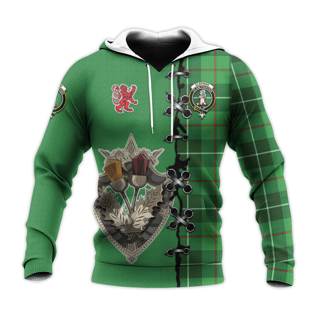 Clephan Tartan Hoodie - Lion Rampant And Celtic Thistle Style