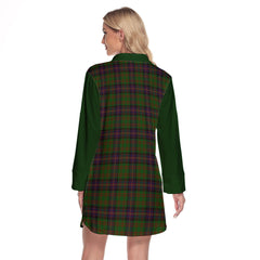 Cochrane Tartan Women's Lapel Shirt Dress With Long Sleeve