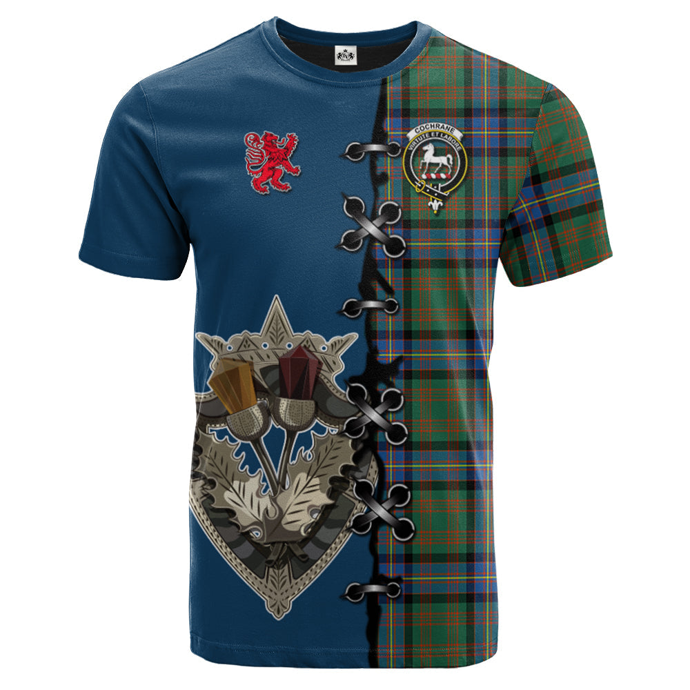 Cochrane Ancient Tartan T-shirt - Lion Rampant And Celtic Thistle Style