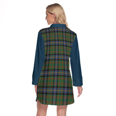 Cochrane Ancient Tartan Women's Lapel Shirt Dress With Long Sleeve