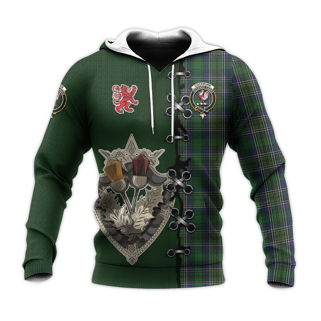 Cockburn Tartan Hoodie - Lion Rampant And Celtic Thistle Style