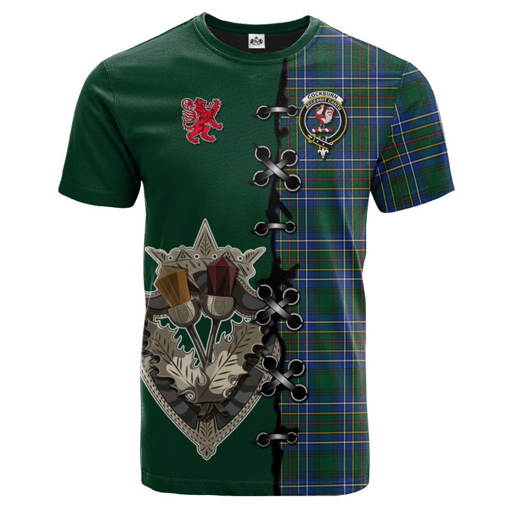 Cockburn Ancient Tartan T-shirt - Lion Rampant And Celtic Thistle Style