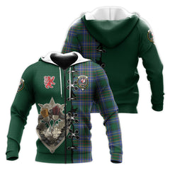 Cockburn Ancient Tartan Hoodie - Lion Rampant And Celtic Thistle Style