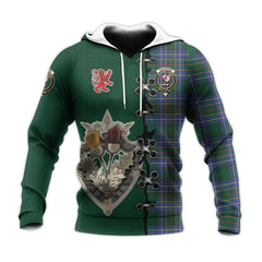 Cockburn Ancient Tartan Hoodie - Lion Rampant And Celtic Thistle Style