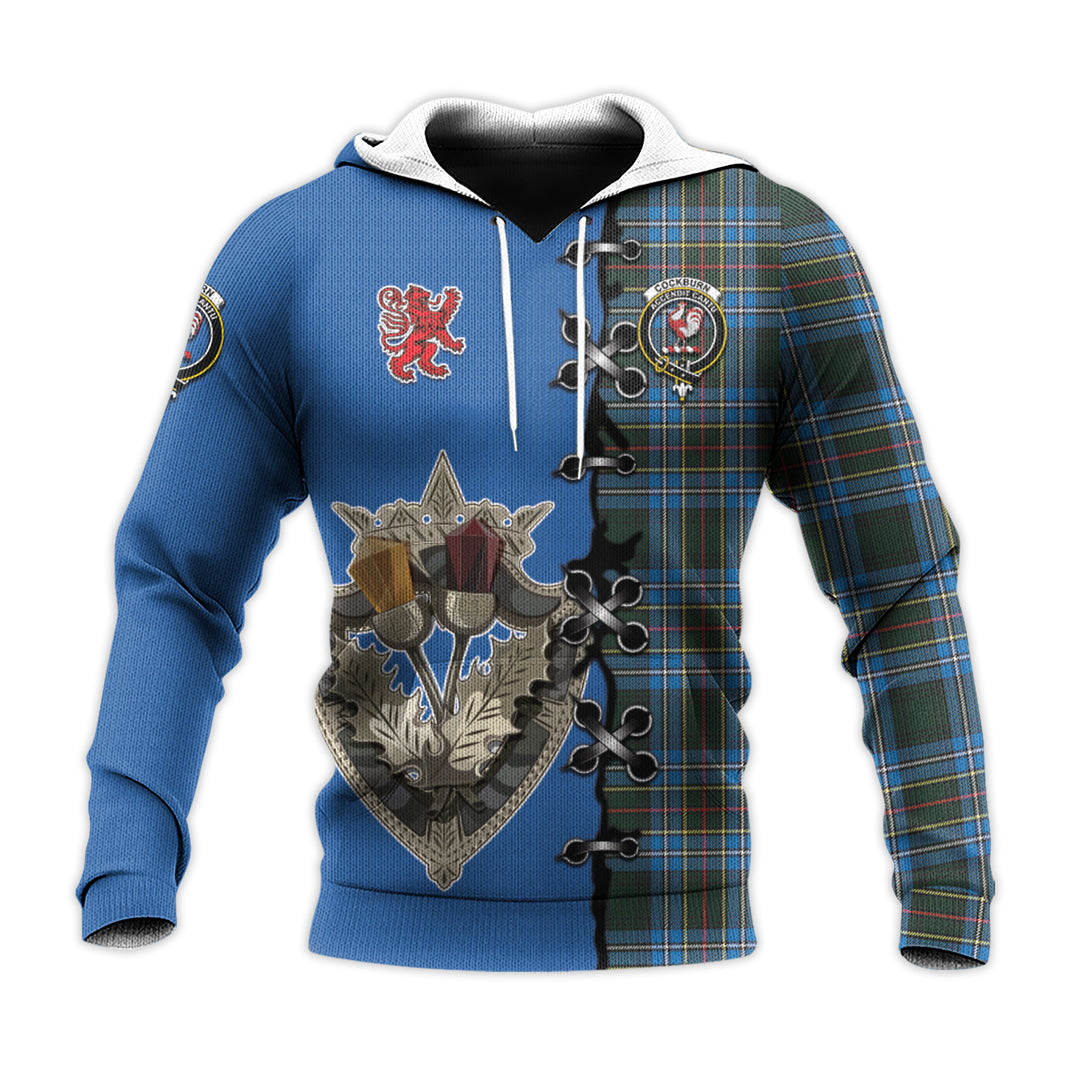 Cockburn Modern Tartan Hoodie - Lion Rampant And Celtic Thistle Style