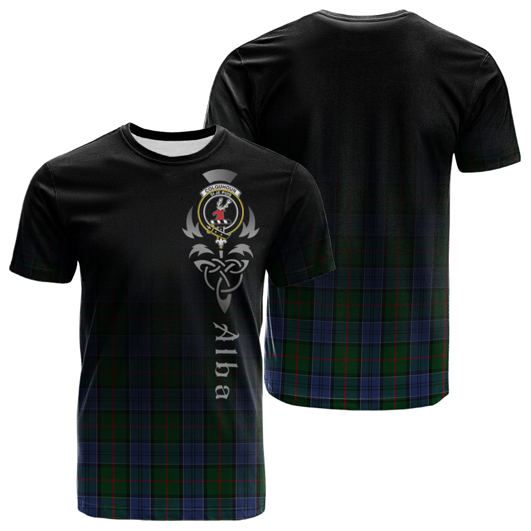 Colquhoun Tartan Crest T-shirt - Alba Celtic Style