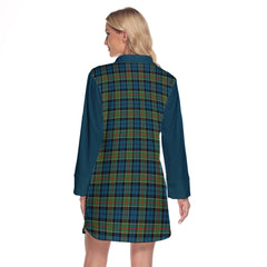 Colquhoun Ancient Tartan Women's Lapel Shirt Dress With Long Sleeve