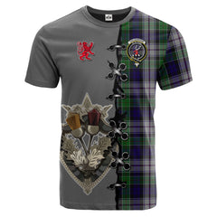 Colquhoun Dress Tartan T-shirt - Lion Rampant And Celtic Thistle Style