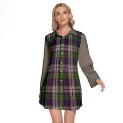 Colquhoun Dress Tartan Women's Lapel Shirt Dress With Long Sleeve