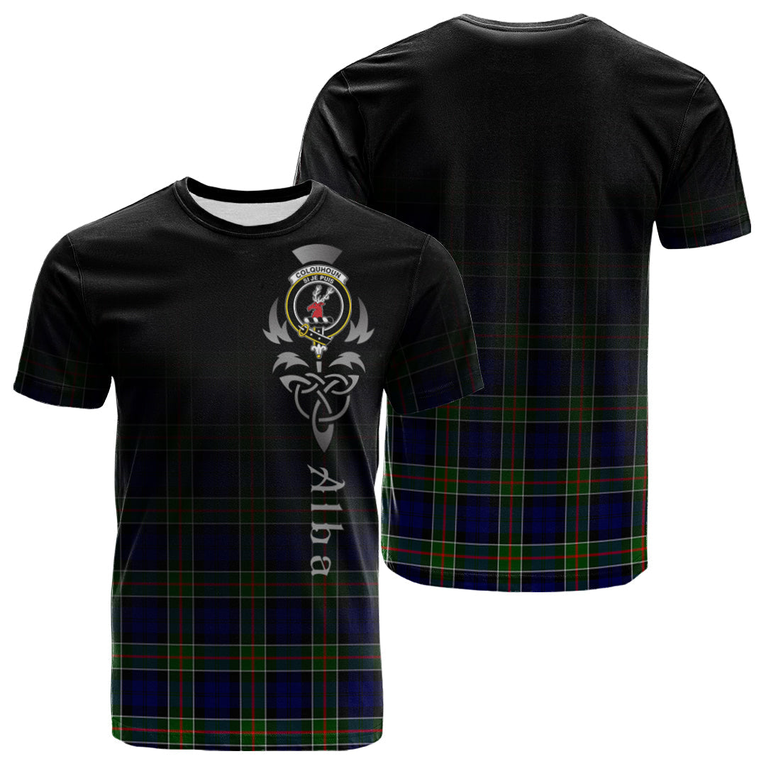 Colquhoun Modern Tartan Crest T-shirt - Alba Celtic Style