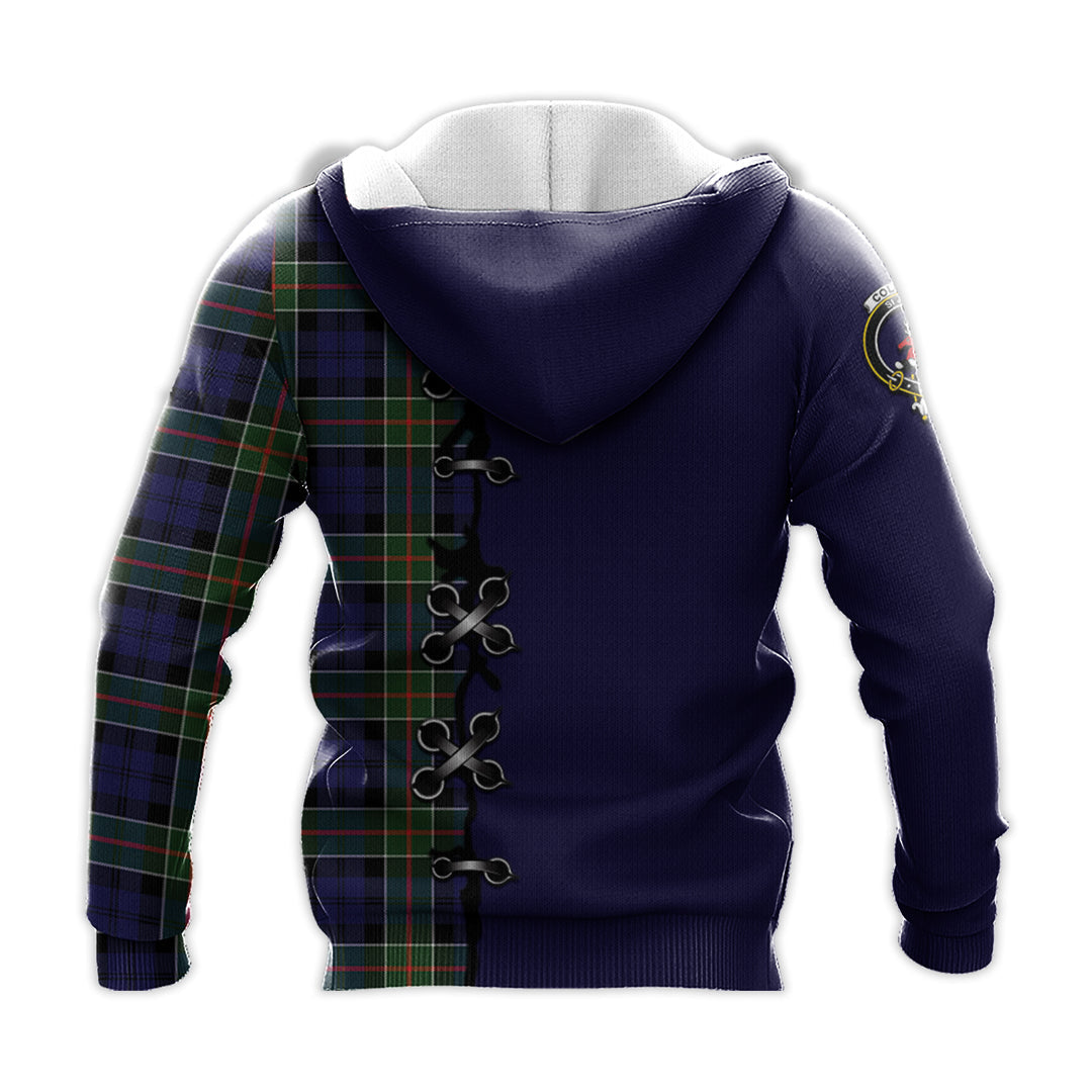 Colquhoun Modern Tartan Hoodie - Lion Rampant And Celtic Thistle Style