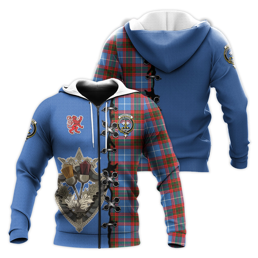 Congilton Tartan Hoodie - Lion Rampant And Celtic Thistle Style