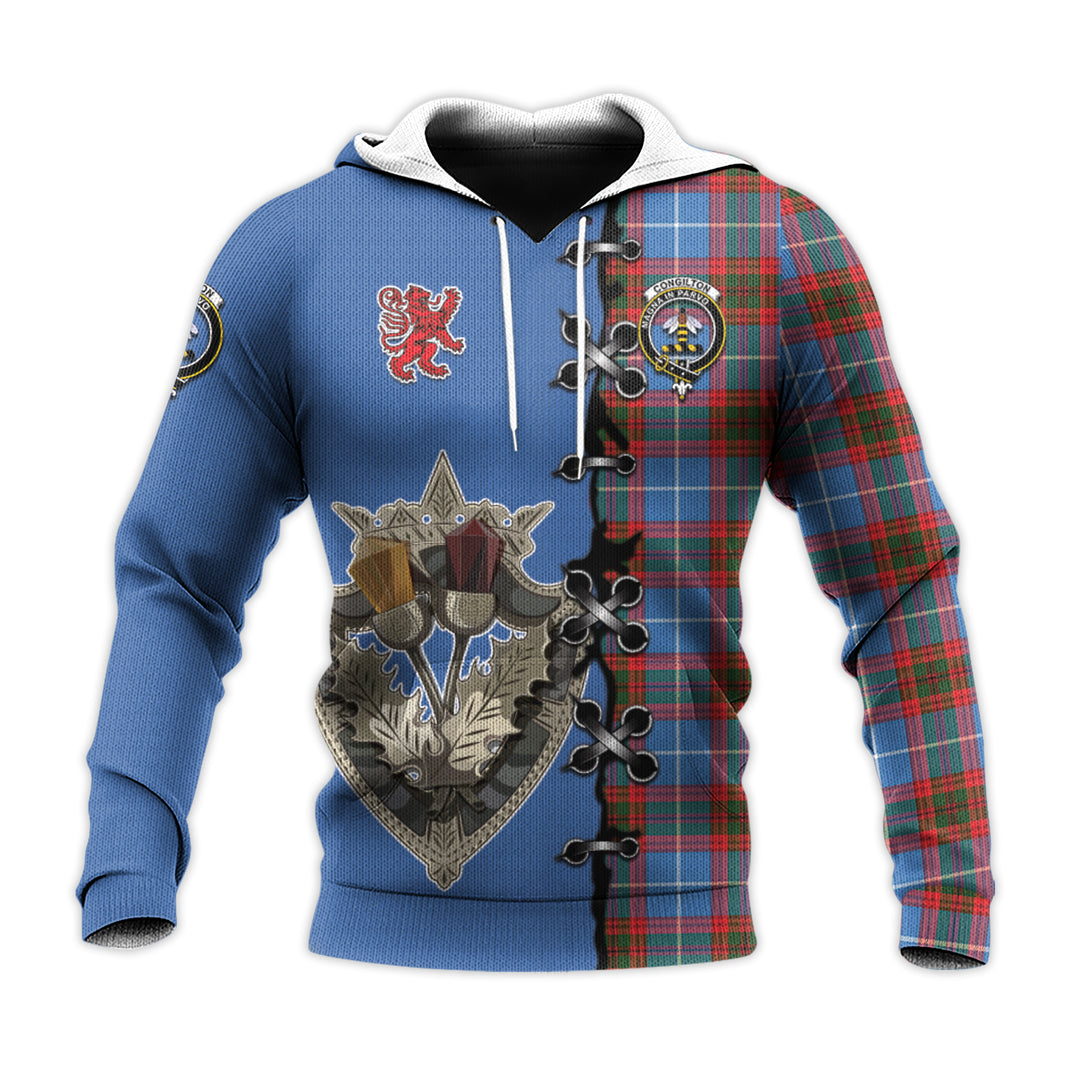 Congilton Tartan Hoodie - Lion Rampant And Celtic Thistle Style