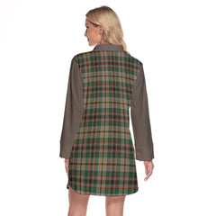 Craig Ancient Tartan Women's Lapel Shirt Dress With Long Sleeve