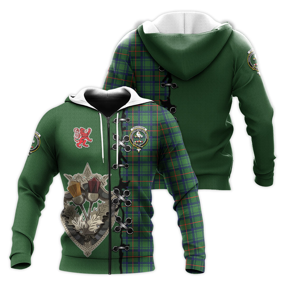 Cranstoun Tartan Hoodie - Lion Rampant And Celtic Thistle Style