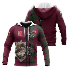 Crawford Tartan Hoodie - Lion Rampant And Celtic Thistle Style