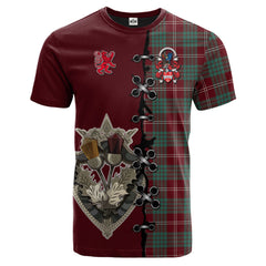 Crawford Modern Of New Zealand Tartan T-shirt - Lion Rampant And Celtic Thistle Style