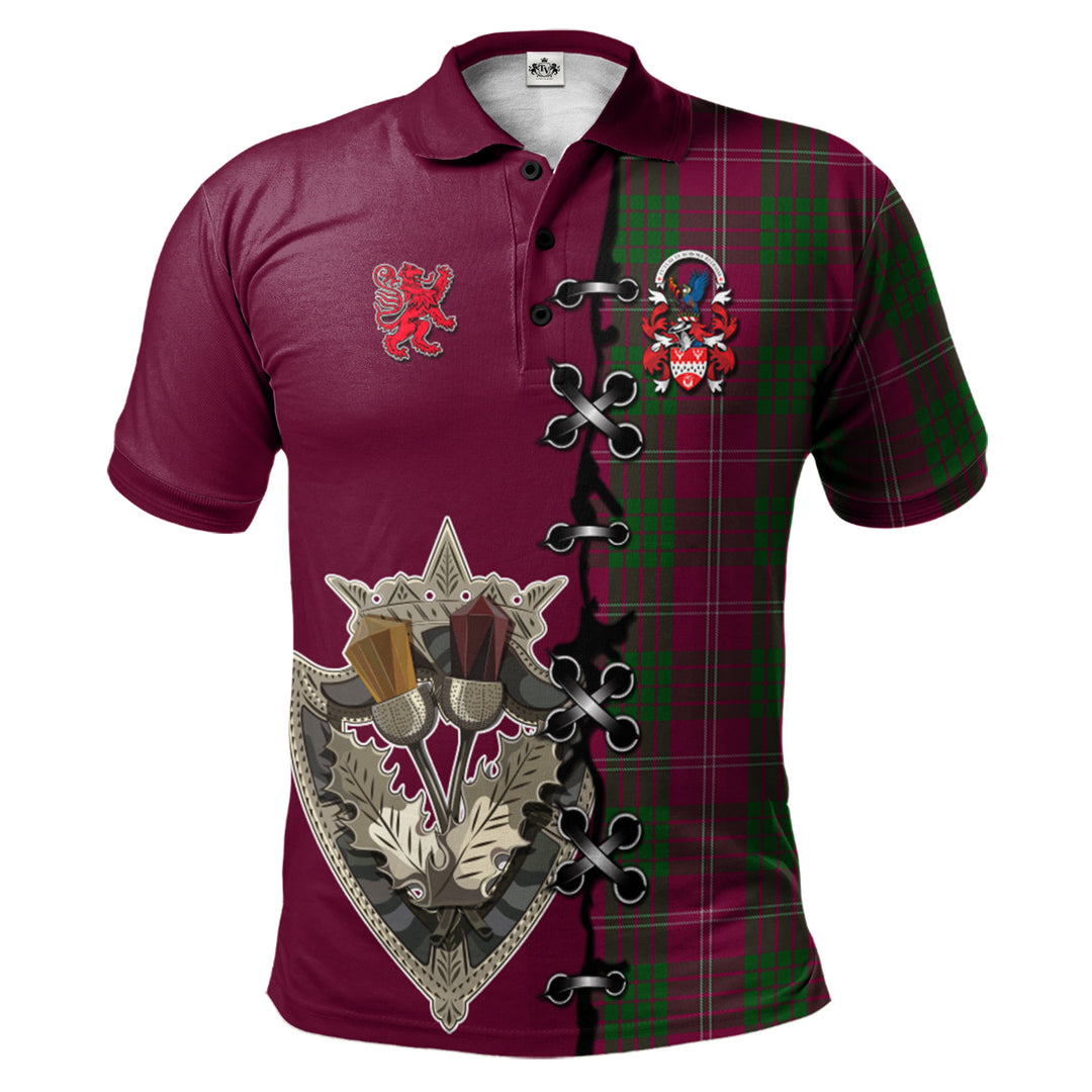 Crawford of NewZealand Tartan Polo Shirt - Lion Rampant And Celtic Thistle Style