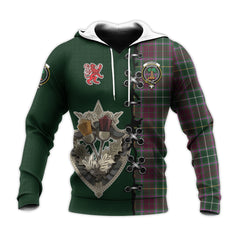 Crosbie Tartan Hoodie - Lion Rampant And Celtic Thistle Style