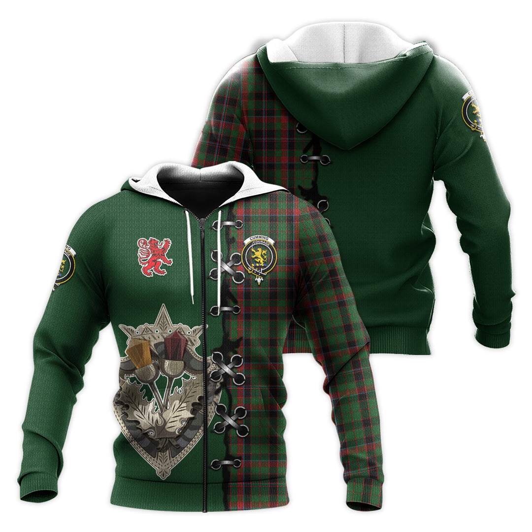 Cumming Hunting Tartan Hoodie - Lion Rampant And Celtic Thistle Style