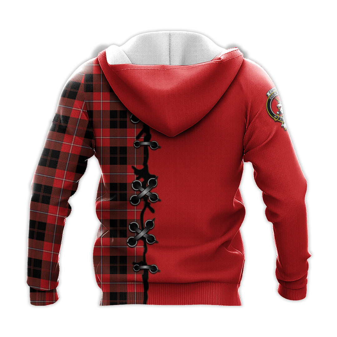 Cunningham Modern Tartan Hoodie - Lion Rampant And Celtic Thistle Style