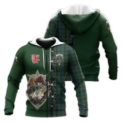 Davidson Tartan Hoodie - Lion Rampant And Celtic Thistle Style