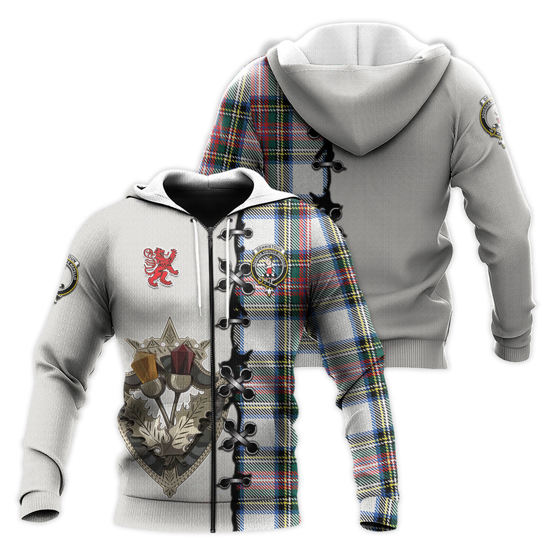 Dennistoun Tartan Hoodie - Lion Rampant And Celtic Thistle Style