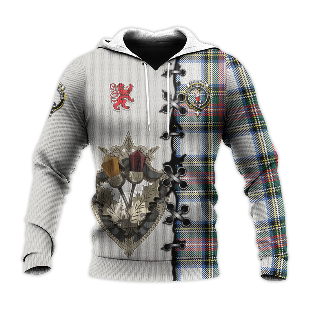 Dennistoun Tartan Hoodie - Lion Rampant And Celtic Thistle Style