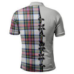 Dennistoun Tartan Polo Shirt - Lion Rampant And Celtic Thistle Style
