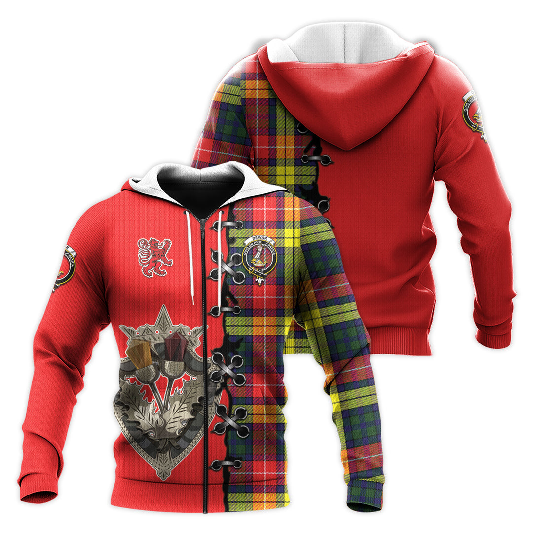 Dewar Tartan Hoodie - Lion Rampant And Celtic Thistle Style