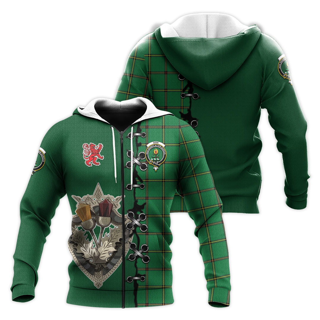 Don Tartan Hoodie - Lion Rampant And Celtic Thistle Style