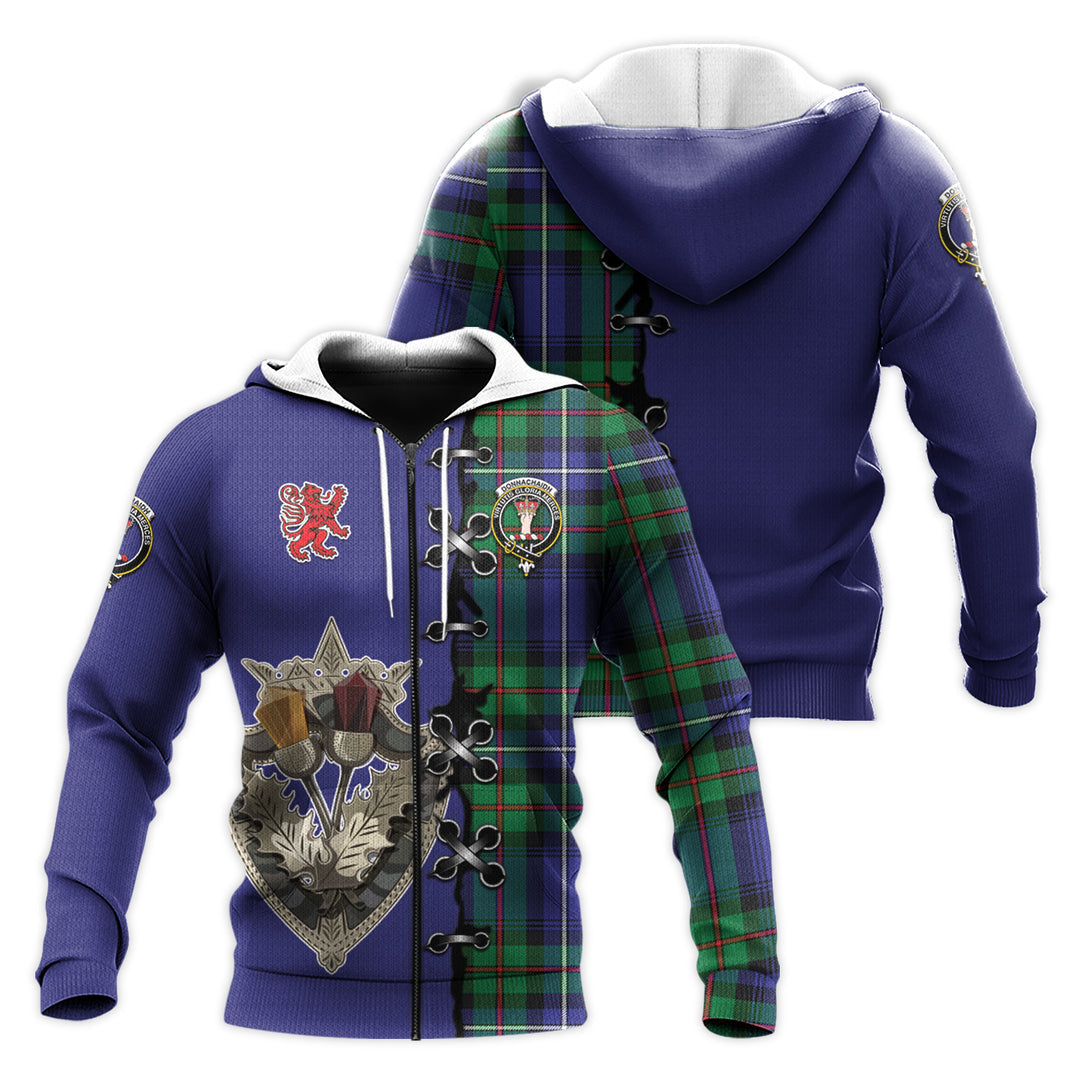 Donnachaidh Tartan Hoodie - Lion Rampant And Celtic Thistle Style