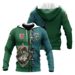 Douglas Ancient Tartan Hoodie - Lion Rampant And Celtic Thistle Style