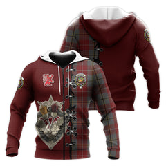 Douglas Ancient Red Tartan Hoodie - Lion Rampant And Celtic Thistle Style