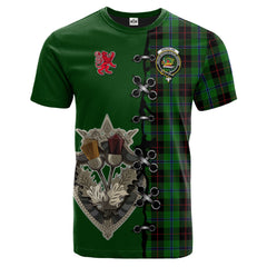 Douglas Black Tartan T-shirt - Lion Rampant And Celtic Thistle Style