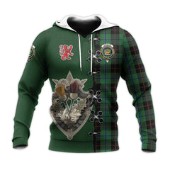 Douglas Black Tartan Hoodie - Lion Rampant And Celtic Thistle Style