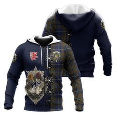 Douglas Brown Tartan Hoodie - Lion Rampant And Celtic Thistle Style