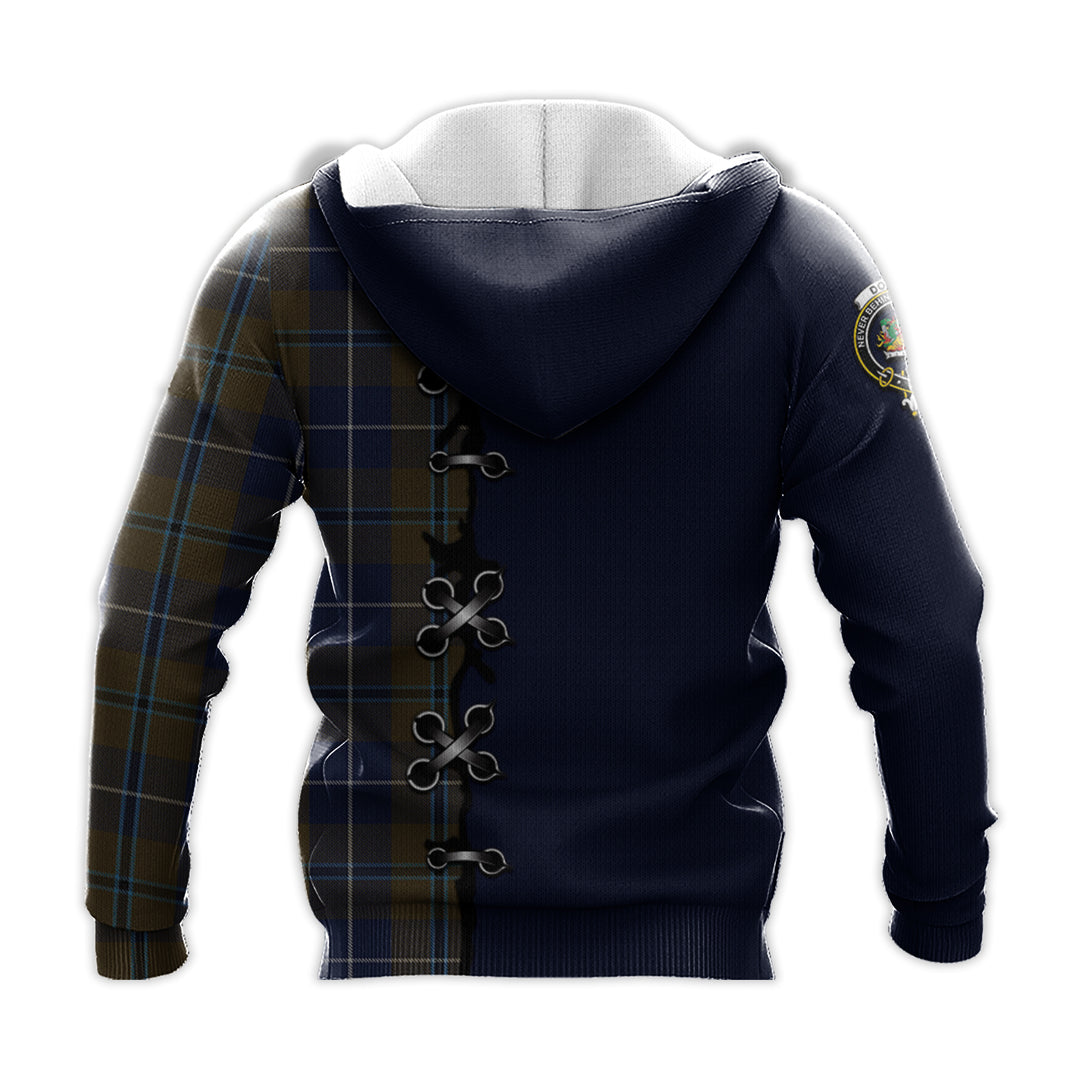 Douglas Brown Tartan Hoodie - Lion Rampant And Celtic Thistle Style