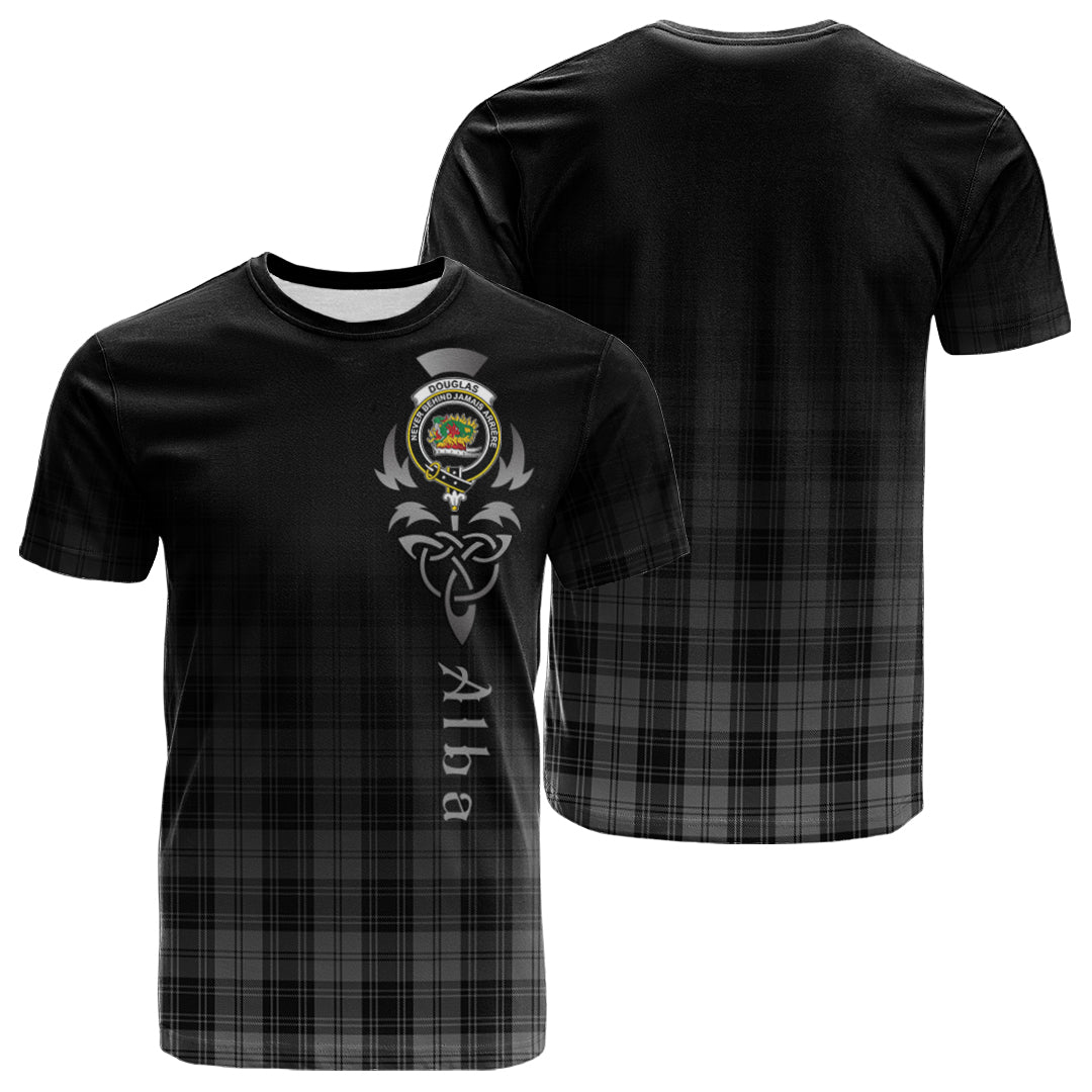 Douglas Grey Tartan Crest T-shirt - Alba Celtic Style