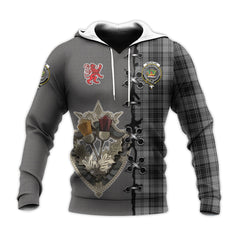 Douglas Grey Tartan Hoodie - Lion Rampant And Celtic Thistle Style