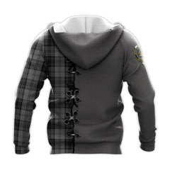 Douglas Grey Tartan Hoodie - Lion Rampant And Celtic Thistle Style