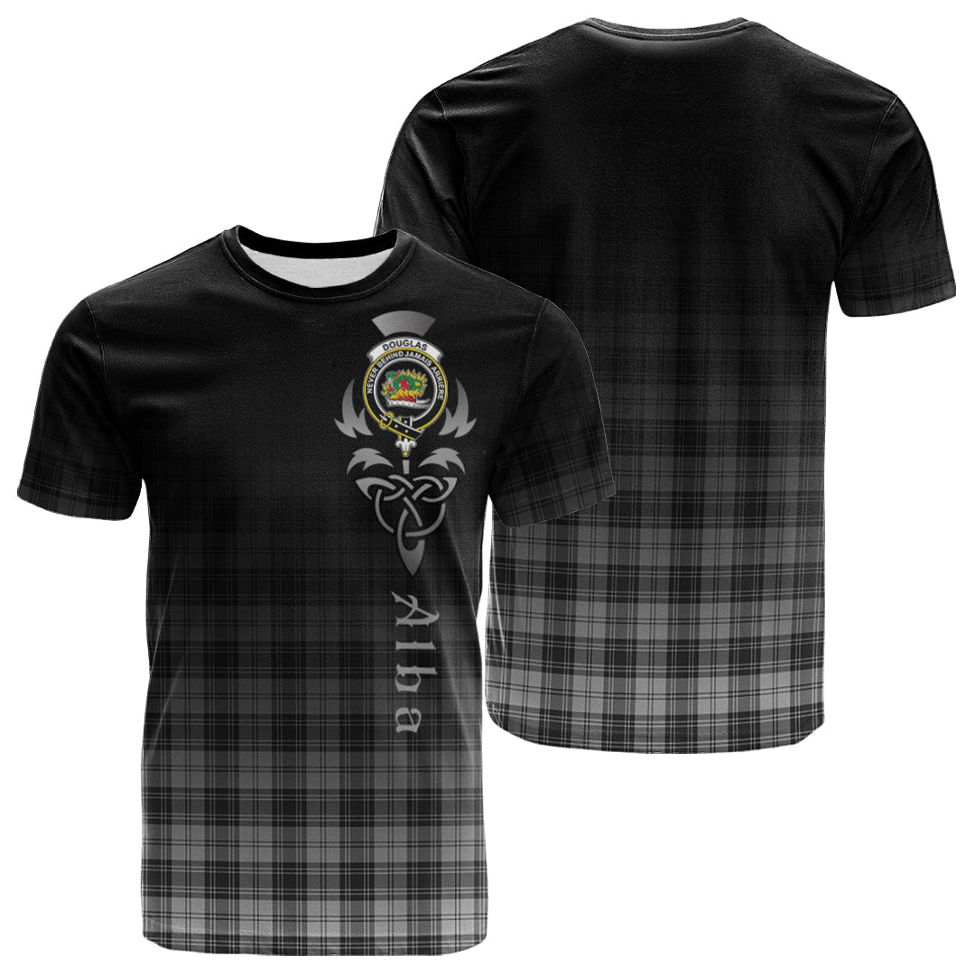 Douglas Grey Modern Tartan Crest T-shirt - Alba Celtic Style