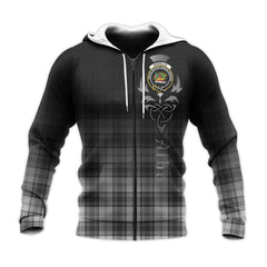 Douglas Grey Modern Tartan Hoodie - Alba Celtic Style