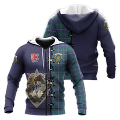 Douglas Modern Tartan Hoodie - Lion Rampant And Celtic Thistle Style