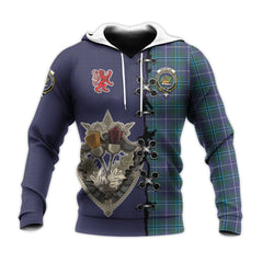 Douglas Modern Tartan Hoodie - Lion Rampant And Celtic Thistle Style