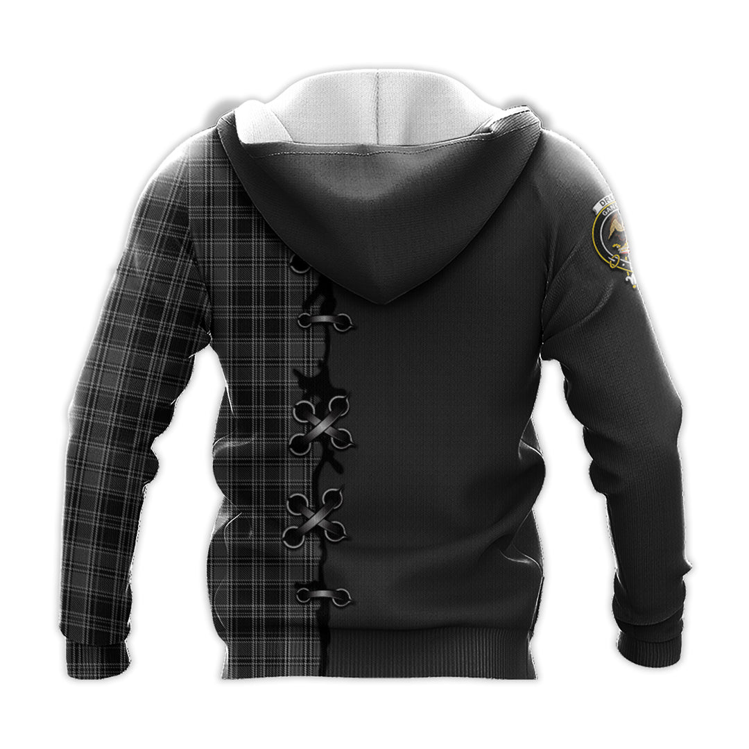 Drummond Grey Tartan Hoodie - Lion Rampant And Celtic Thistle Style