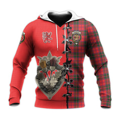 Drummond Modern Tartan Hoodie - Lion Rampant And Celtic Thistle Style