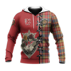 Drummond of Strathallan Modern Tartan Hoodie - Lion Rampant And Celtic Thistle Style