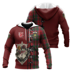 Dundas Red Tartan Hoodie - Lion Rampant And Celtic Thistle Style